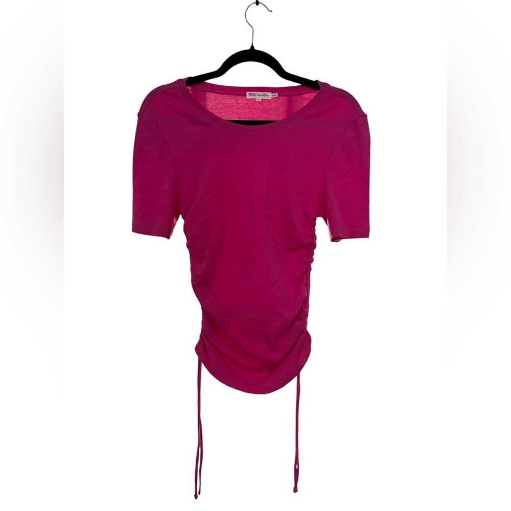 Good American Ruched Side T-Shirt Fuchsia Pink Cotton Size 2 Medium